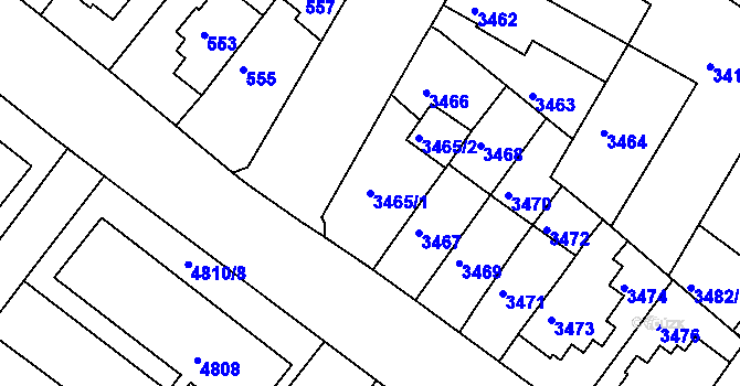 Parcela st. 3465/1 v KÚ Žabovřesky, Katastrální mapa