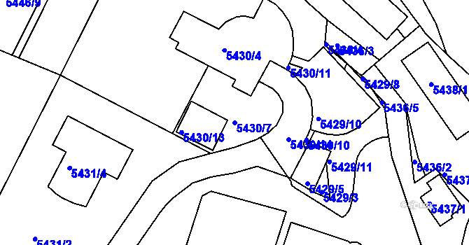 Parcela st. 5430/7 v KÚ Žabovřesky, Katastrální mapa