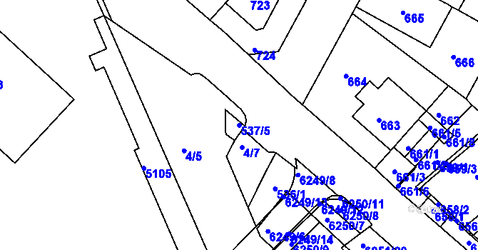 Parcela st. 537/5 v KÚ Žabovřesky, Katastrální mapa