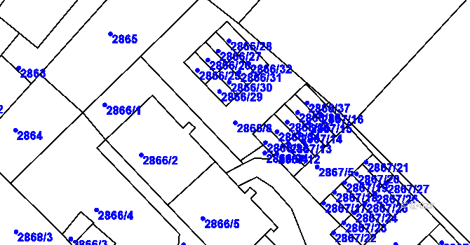 Parcela st. 2866/8 v KÚ Žabovřesky, Katastrální mapa