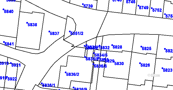 Parcela st. 5835/1 v KÚ Žabovřesky, Katastrální mapa