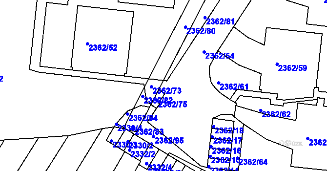 Parcela st. 2362/74 v KÚ Žabovřesky, Katastrální mapa