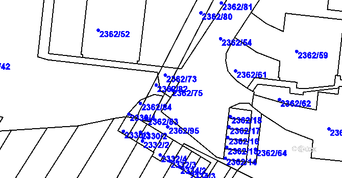 Parcela st. 2362/75 v KÚ Žabovřesky, Katastrální mapa