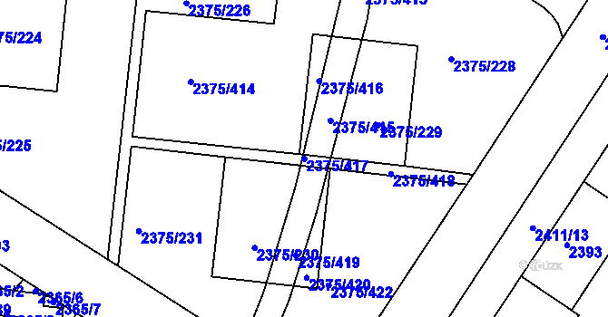 Parcela st. 2375/417 v KÚ Žabovřesky, Katastrální mapa