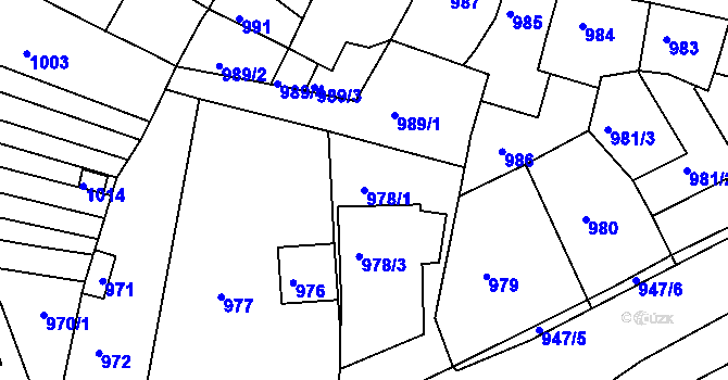 Parcela st. 978/1 v KÚ Žabovřesky, Katastrální mapa
