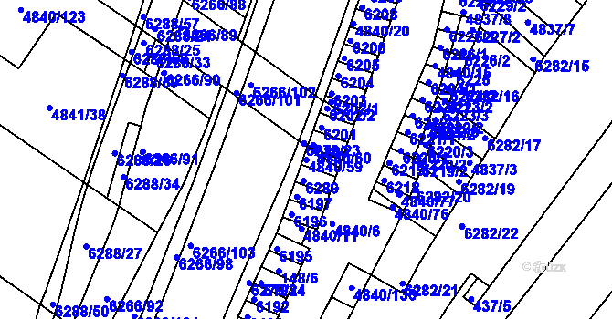 Parcela st. 4840/59 v KÚ Žabovřesky, Katastrální mapa