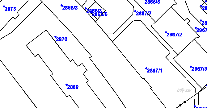 Parcela st. 2868/1 v KÚ Žabovřesky, Katastrální mapa