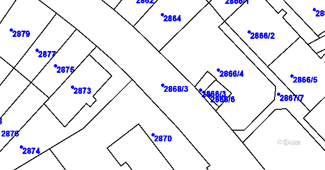 Parcela st. 2868/3 v KÚ Žabovřesky, Katastrální mapa