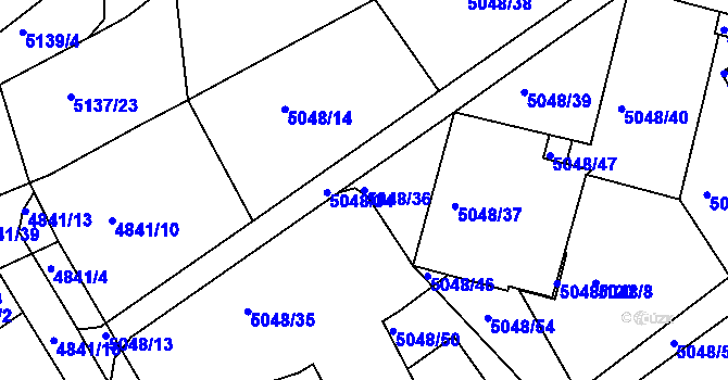 Parcela st. 5048/36 v KÚ Žabovřesky, Katastrální mapa