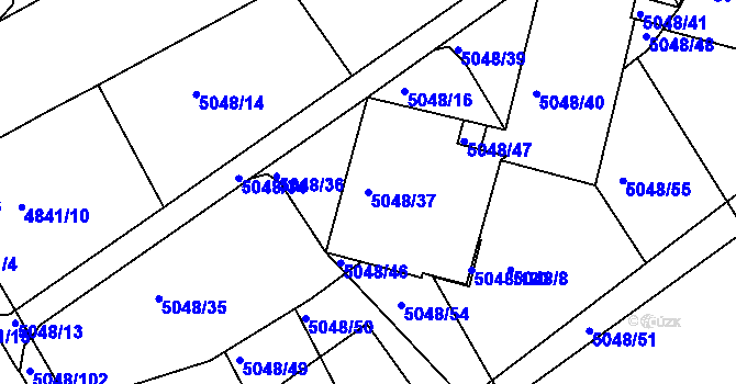 Parcela st. 5048/37 v KÚ Žabovřesky, Katastrální mapa