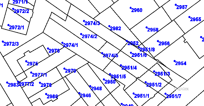 Parcela st. 2974/5 v KÚ Žabovřesky, Katastrální mapa