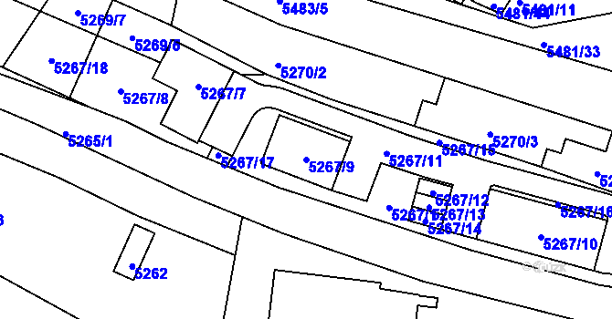 Parcela st. 5267/9 v KÚ Žabovřesky, Katastrální mapa