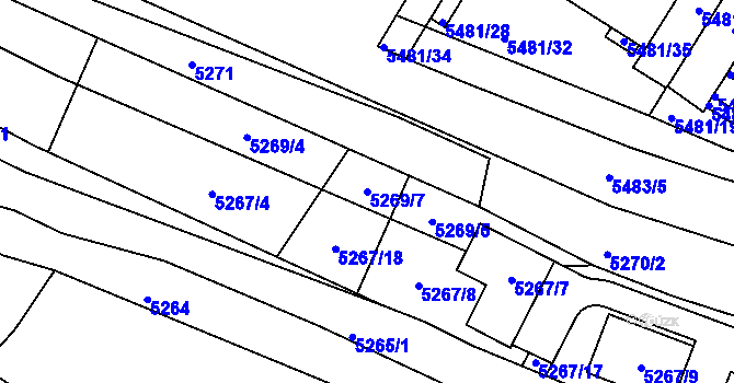 Parcela st. 5269/7 v KÚ Žabovřesky, Katastrální mapa