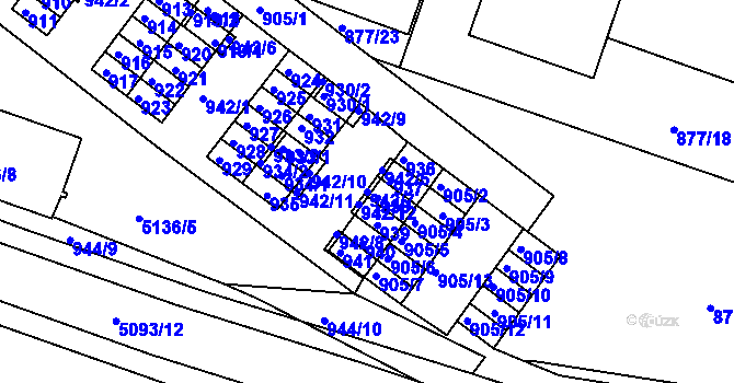 Parcela st. 942/7 v KÚ Žabovřesky, Katastrální mapa