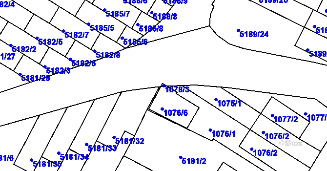 Parcela st. 1078/3 v KÚ Žabovřesky, Katastrální mapa