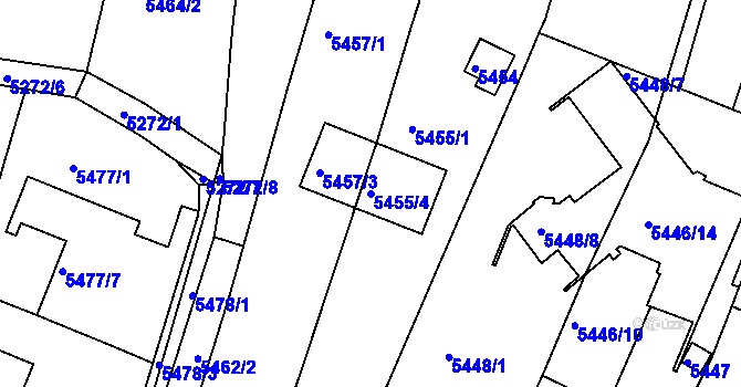 Parcela st. 5455/4 v KÚ Žabovřesky, Katastrální mapa