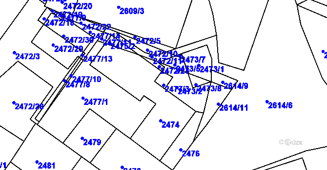 Parcela st. 2477/3 v KÚ Žabovřesky, Katastrální mapa
