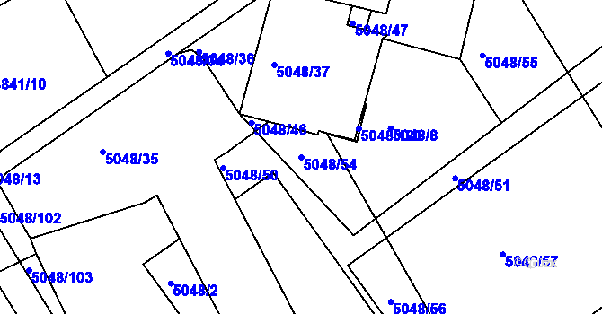 Parcela st. 5048/54 v KÚ Žabovřesky, Katastrální mapa