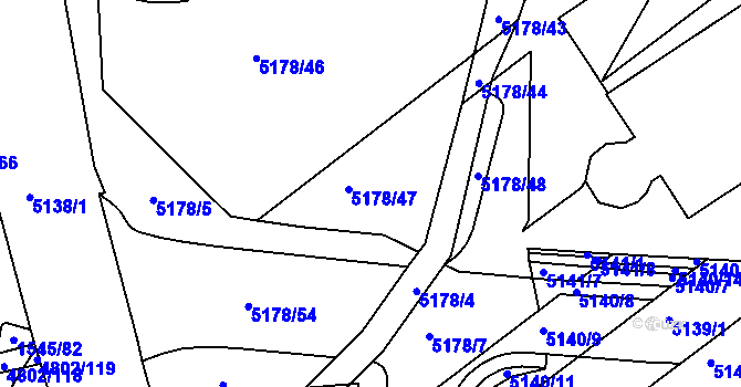 Parcela st. 5178/47 v KÚ Žabovřesky, Katastrální mapa