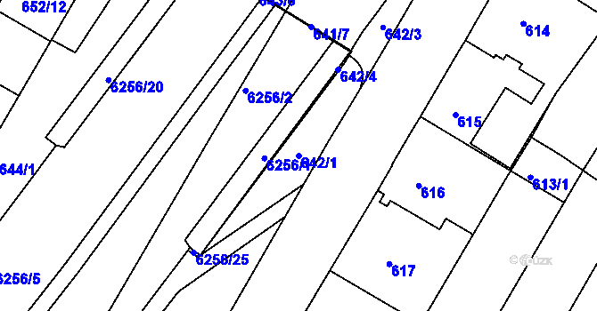 Parcela st. 642/1 v KÚ Žabovřesky, Katastrální mapa
