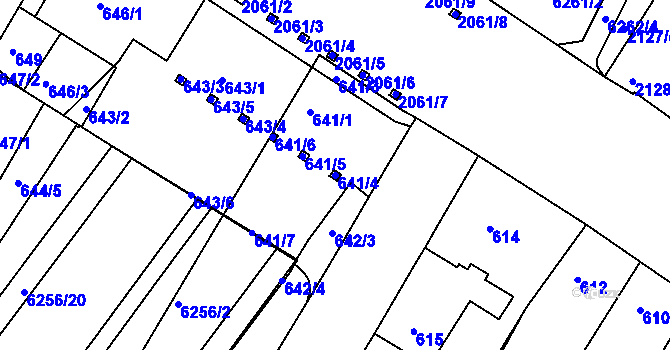 Parcela st. 641/4 v KÚ Žabovřesky, Katastrální mapa