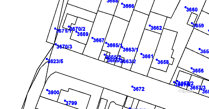 Parcela st. 3665/2 v KÚ Žabovřesky, Katastrální mapa