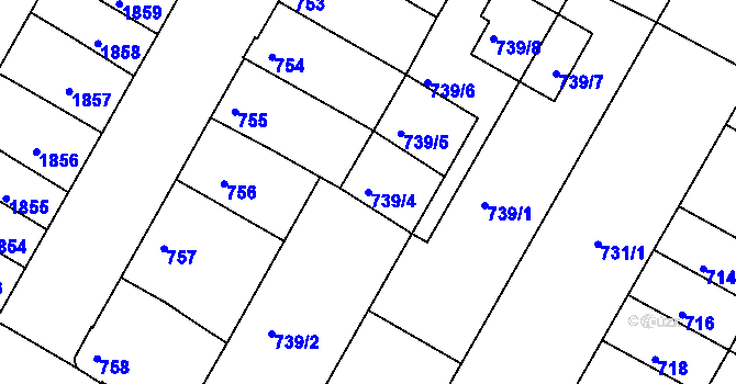 Parcela st. 739/4 v KÚ Žabovřesky, Katastrální mapa