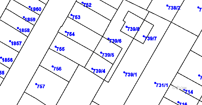 Parcela st. 739/5 v KÚ Žabovřesky, Katastrální mapa