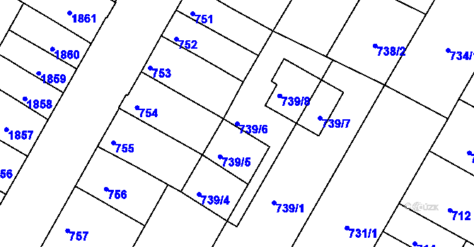 Parcela st. 739/6 v KÚ Žabovřesky, Katastrální mapa