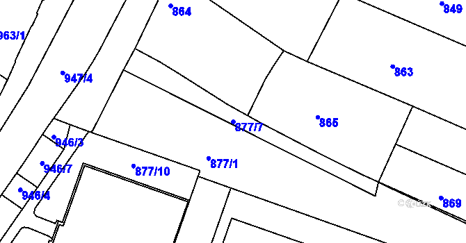 Parcela st. 877/7 v KÚ Žabovřesky, Katastrální mapa