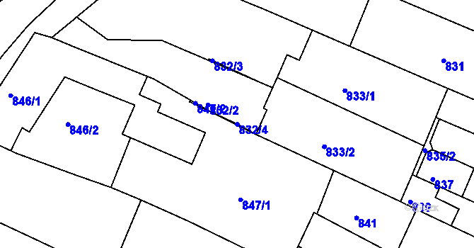 Parcela st. 832/4 v KÚ Žabovřesky, Katastrální mapa