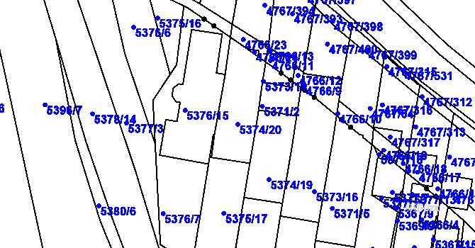 Parcela st. 5374/20 v KÚ Žabovřesky, Katastrální mapa