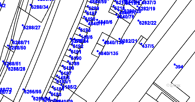 Parcela st. 4840/135 v KÚ Žabovřesky, Katastrální mapa