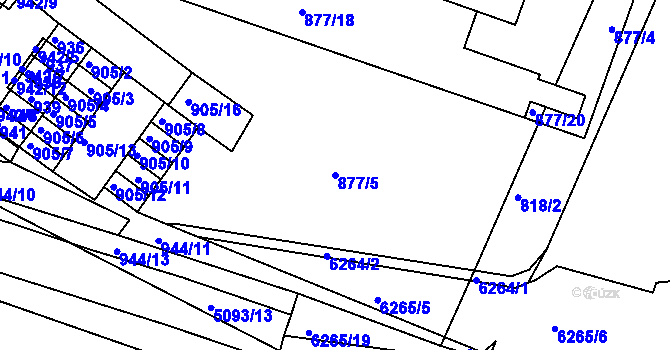Parcela st. 877/5 v KÚ Žabovřesky, Katastrální mapa