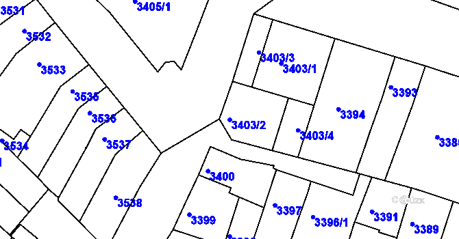 Parcela st. 3403/2 v KÚ Žabovřesky, Katastrální mapa