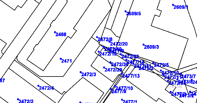 Parcela st. 2472/18 v KÚ Žabovřesky, Katastrální mapa