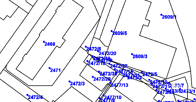 Parcela st. 2472/20 v KÚ Žabovřesky, Katastrální mapa