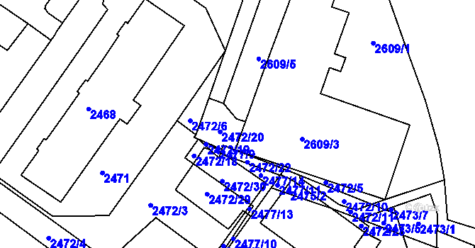 Parcela st. 2472/21 v KÚ Žabovřesky, Katastrální mapa