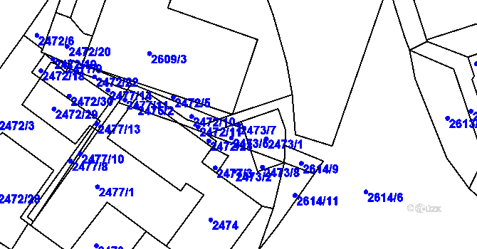 Parcela st. 2473/7 v KÚ Žabovřesky, Katastrální mapa