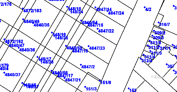 Parcela st. 4847/23 v KÚ Žabovřesky, Katastrální mapa