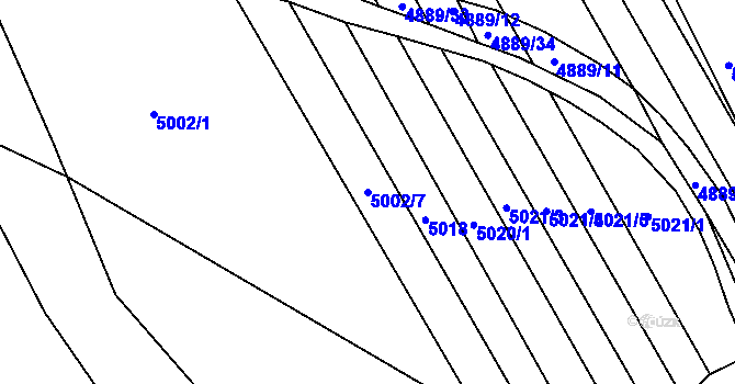 Parcela st. 5002/7 v KÚ Žabovřesky, Katastrální mapa