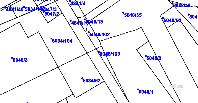 Parcela st. 5048/103 v KÚ Žabovřesky, Katastrální mapa