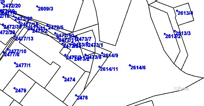 Parcela st. 2614/9 v KÚ Žabovřesky, Katastrální mapa