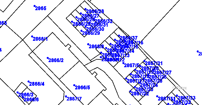 Parcela st. 2866/33 v KÚ Žabovřesky, Katastrální mapa