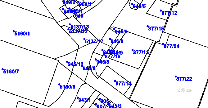 Parcela st. 877/16 v KÚ Žabovřesky, Katastrální mapa