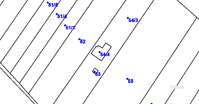 Parcela st. 54/4 v KÚ Žabovřesky, Katastrální mapa