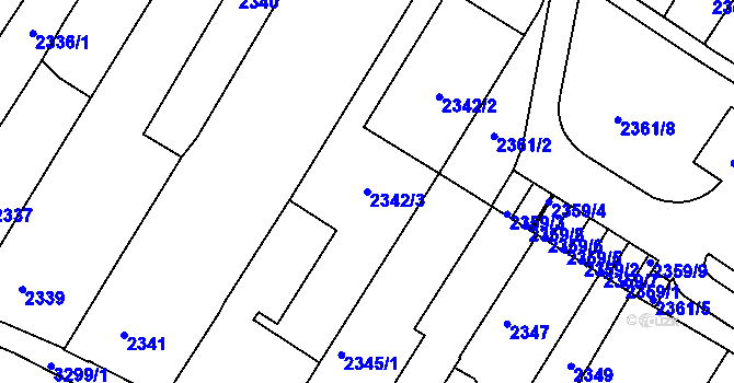 Parcela st. 2342/3 v KÚ Žabovřesky, Katastrální mapa