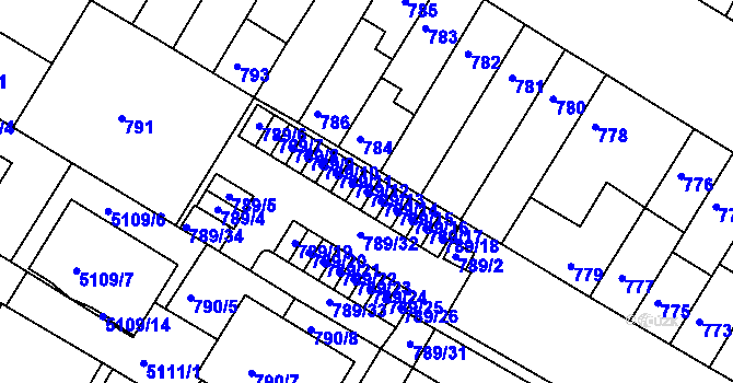 Parcela st. 789/13 v KÚ Žabovřesky, Katastrální mapa