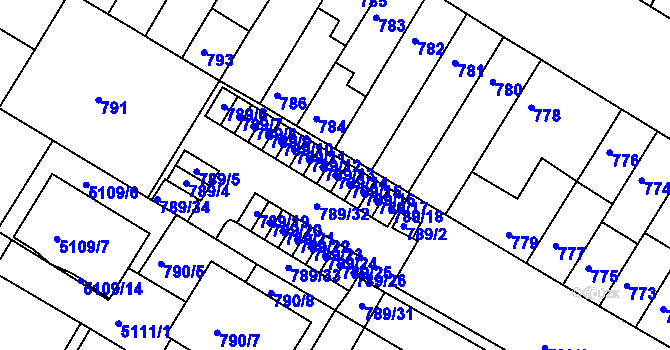 Parcela st. 789/14 v KÚ Žabovřesky, Katastrální mapa