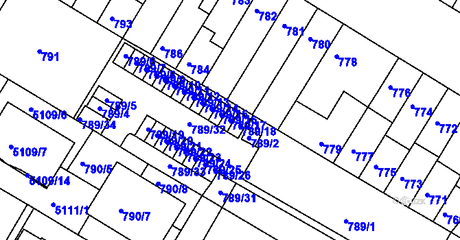 Parcela st. 789/17 v KÚ Žabovřesky, Katastrální mapa